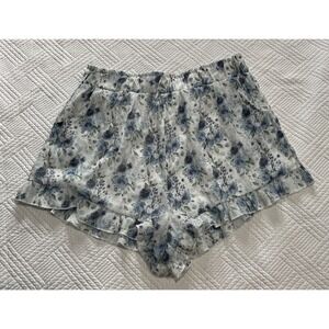 Blue Rain Women's Large Shorts Floral Pastel Ruffle Lined Cottage Fairy Twee